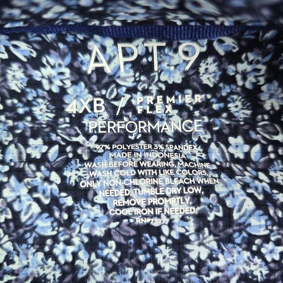 Apt. 9 Hawaiian Performance Button Shirt Men's 4XB Blue Floral Flex Tropical - Picture 4 of 8